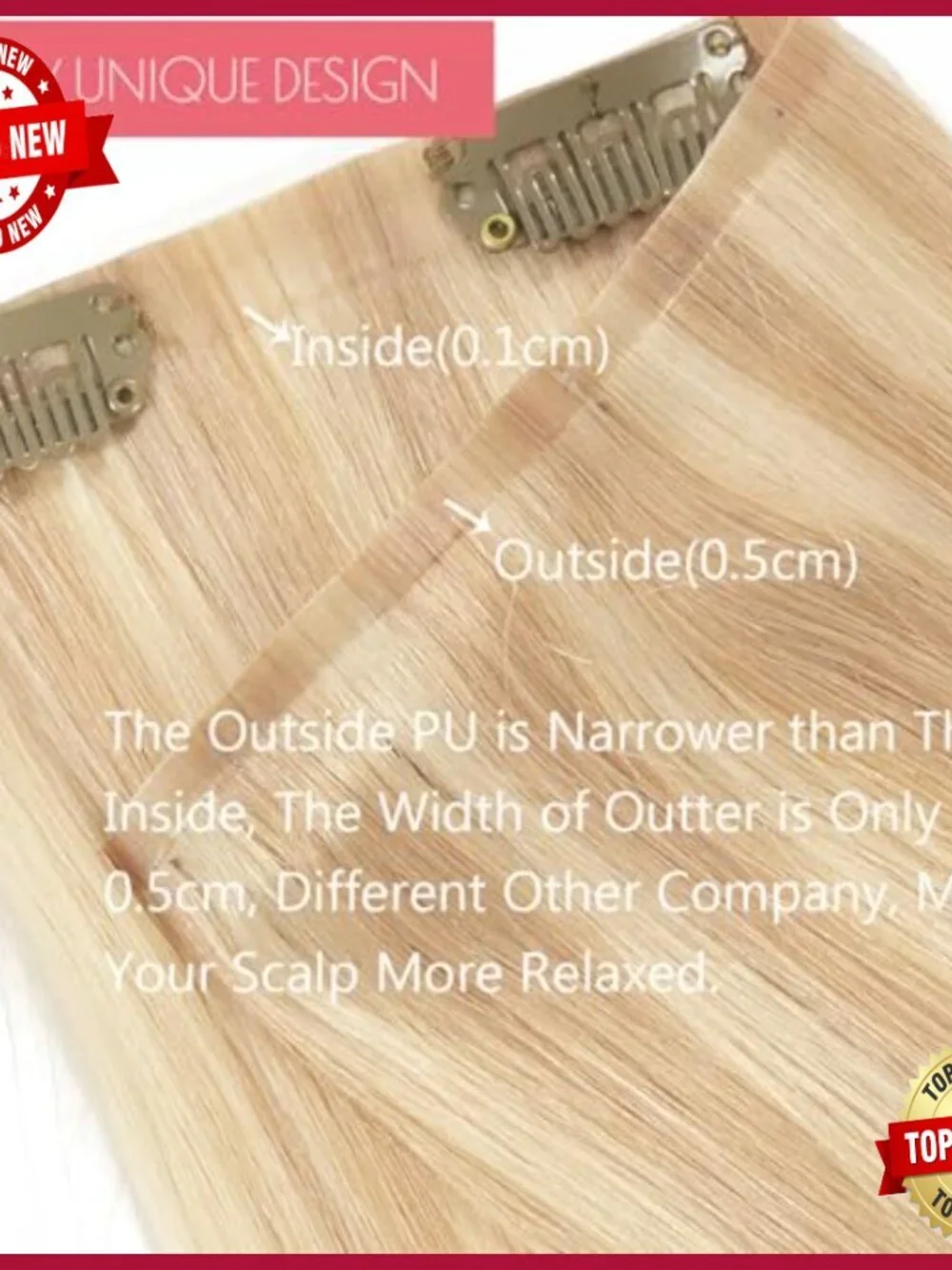 Seamless Clip-In Human Hair Extensions 14 Inch 7 Pieces 110g